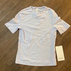NWT Lululemon Asymmetrical Ribbed Cotton T-shirt size S in color blissful blue